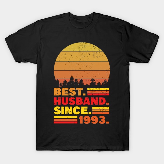 28th Wedding Anniversary Best Husband Since 1993 T-Shirt by White Martian